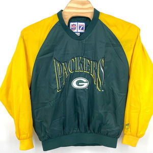 Vintage 90s‎ logo 7 Green bay Packers pullover windbreaker jacket v neck